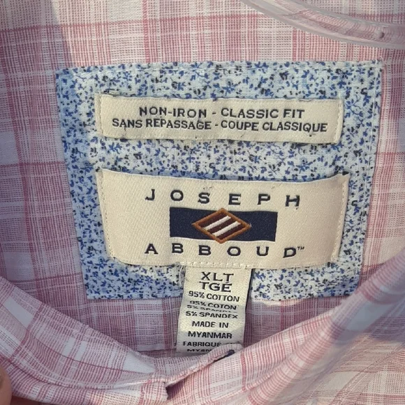 LNWOT Joseph ABOUND MAUVE/PINK Plaid Button Down Shirt NON-IRON*CLASSIC FIT* XLT - Picture 4 of 6